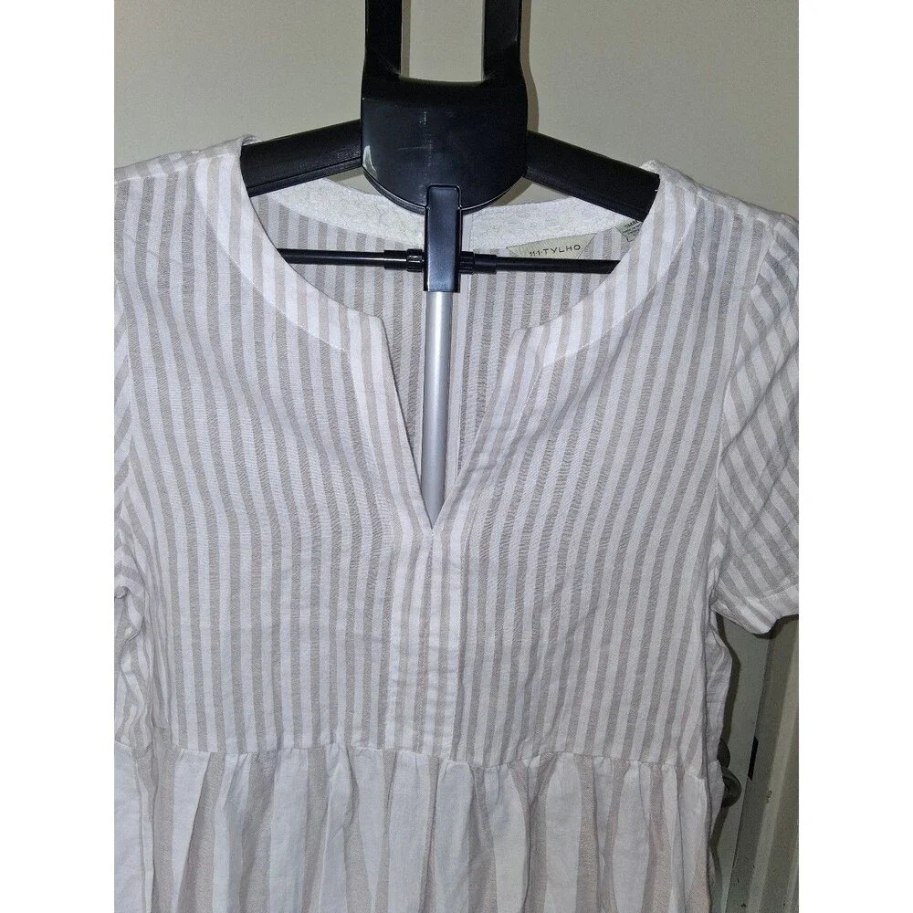 NEW! Women's 11.1 Tylho Anthropologie Striped Peplum Blouse w/ Button Back, S - Picture 5 of 12